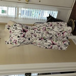 White House Black Market White black purple green fit & flare sleeveless 2 EUC…